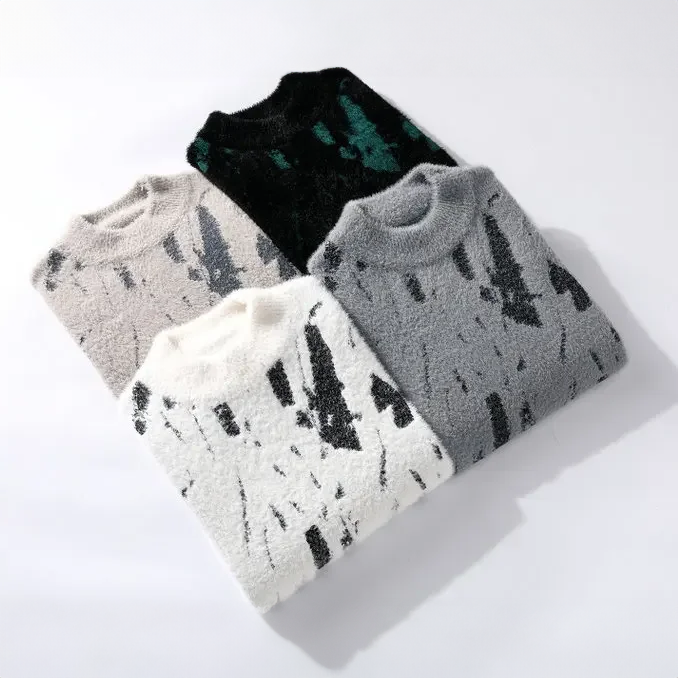 Pull pour Homme avec Motif Abstrait et Col Rond | Idéal pour l’Hiver