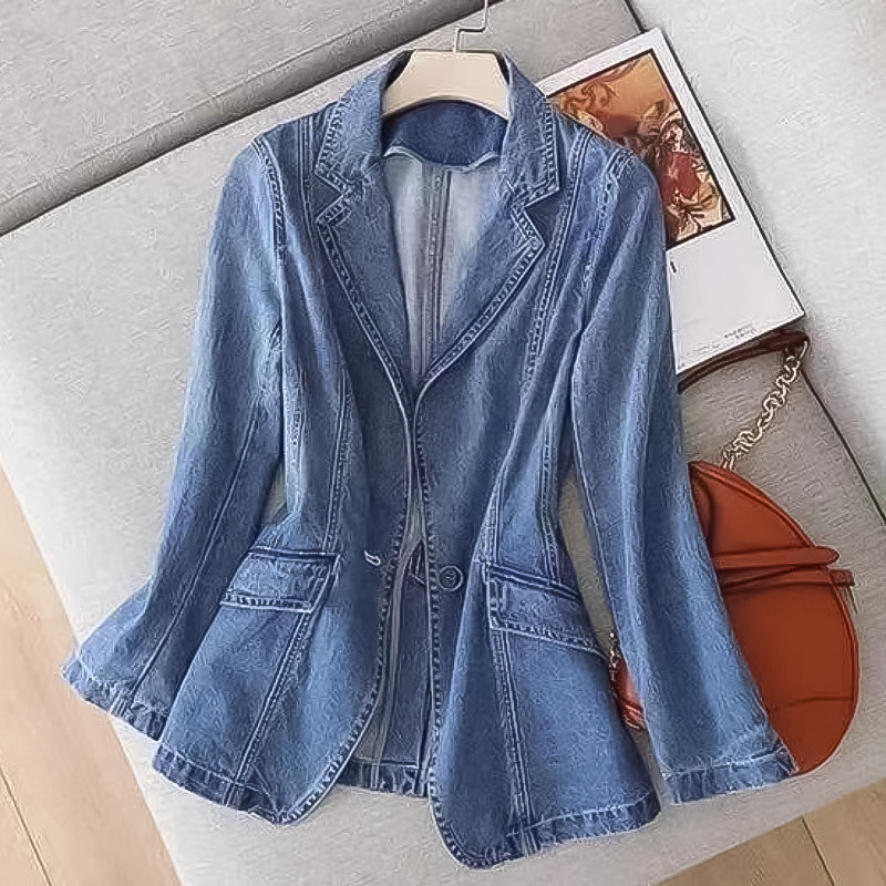 Blazer Avec Revers Cranté Et Coupe Semi-Ajustée Pour Femmes | Idéal Pour Les Saisons De Transition