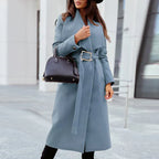 Manteau Long Ceinturé avec Col Large pour Femme | Idéal pour l’Hiver