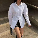 Blouse Oversize Avec Col Chemise Et Nœud Pour Femme | Idéal Pour Les Occasions Professionnelles Et Quotidiennes