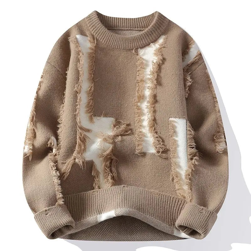 Pull en Maille Patchwork à Coupe Ample pour Homme | Idéal pour un Usage Quotidien