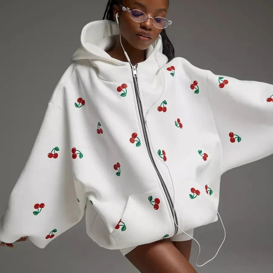 Veste Blanche Avec Motif Cerise Pour Femmes | Idéale Pour Un Usage Quotidien