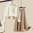Ensemble Deux Pièces avec Pull Col Montant et Jupe Ajustée pour Femmes | Idéal pour les Sorties Décontractées et les Occasions Formelles