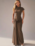 Robe Maxi Avec Encolure Asymétrique Et Dos À Lacets Pour Femme | Idéale Pour Les Événements Et Soirées