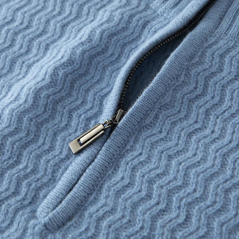 Pull En Maille Avec Col Demi-Zip Et Détails Côtelés En Zigzag Pour Homme | Idéal Pour La Superposition Quotidienne