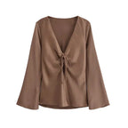 Blouse À Manches Longues En Soie Pour Femme | Idéale Pour Usage Quotidien Et Professionnel