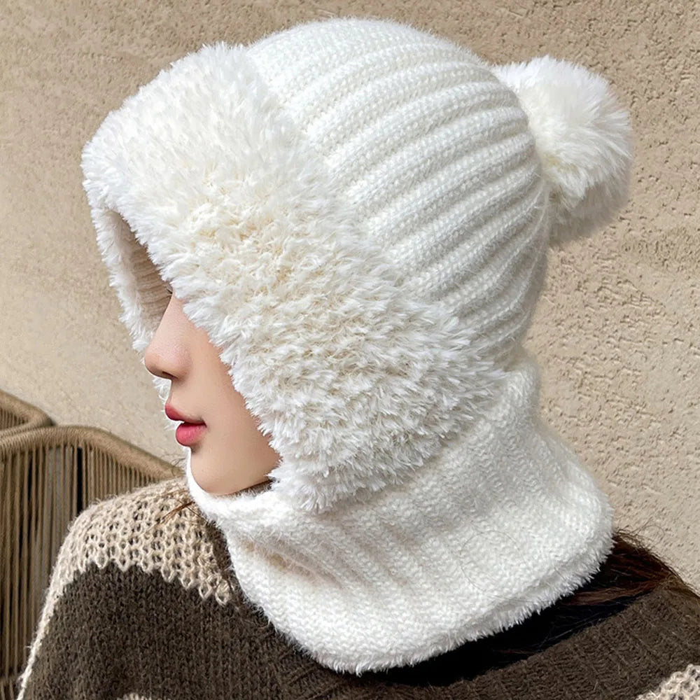 Bonnet avec Cache-Cou Intégré pour Femmes | Idéal pour L’Hiver