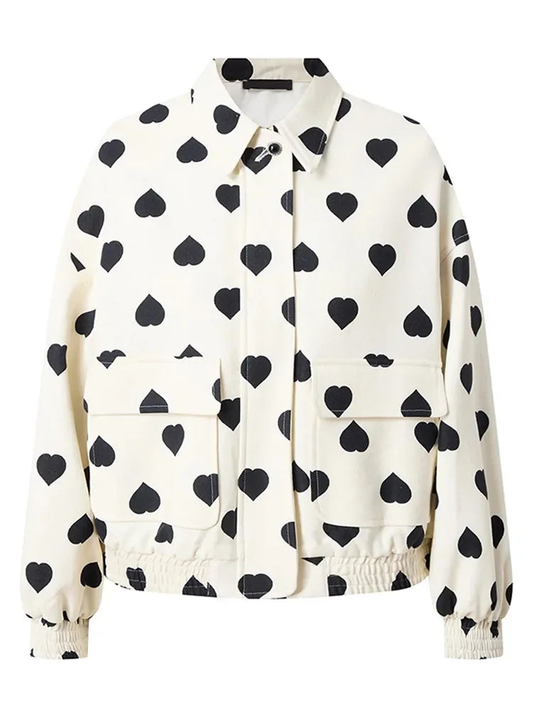 Veste Coupe Décontractée à Motif Cœur pour Femme | Idéal pour les Tenues Quotidiennes et les Sorties