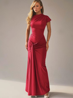 Robe Maxi Avec Encolure Asymétrique Et Dos À Lacets Pour Femme | Idéale Pour Les Événements Et Soirées