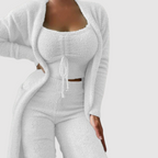Ensemble Trois Pièces Doux à Coupe Décontractée pour Femme | Idéal pour la Maison et les Sorties