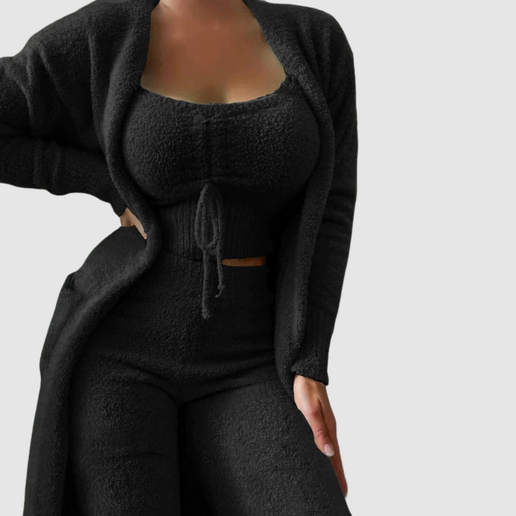 Ensemble Trois Pièces Doux à Coupe Décontractée pour Femme | Idéal pour la Maison et les Sorties