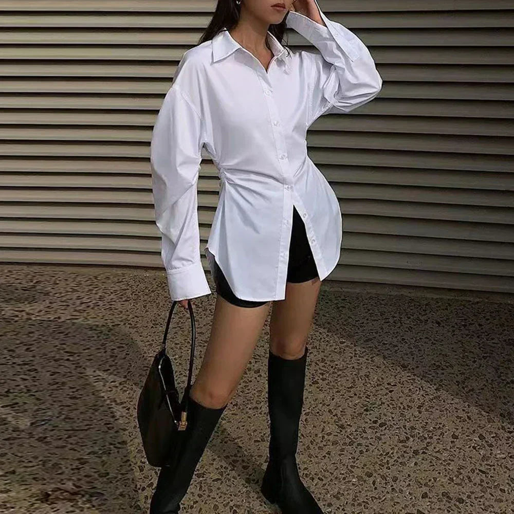 Blouse Oversize Avec Col Chemise Et Nœud Pour Femme | Idéal Pour Les Occasions Professionnelles Et Quotidiennes