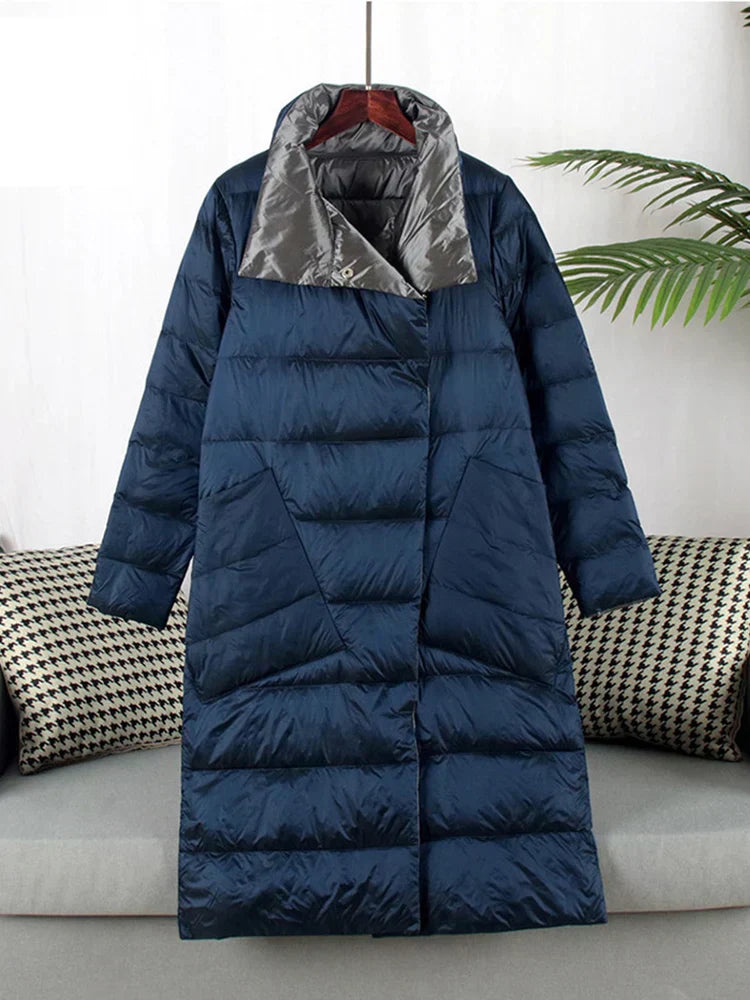 Manteau Long à Carreaux avec Poches pour Femme | Idéal pour l’Hiver