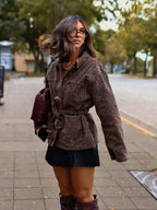 Veste Ceinturée à Imprimé Animal pour Femme | Idéal pour la Mi-Saison et les Sorties Quotidiennes