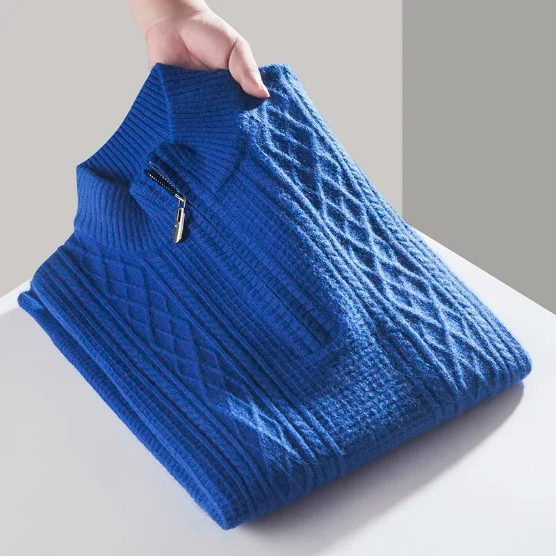 Pull En Maille À Motif Câble Vertical Avec Fermeture Quart De Zip Pour Homme | Idéal Pour Tenue Quotidienne