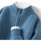 Pull En Maille Avec Col Demi-Zip Et Détails Côtelés En Zigzag Pour Homme | Idéal Pour La Superposition Quotidienne