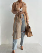 Trench-Coat Transparent avec Ceinture Ajustable pour Femmes | Ideal for Mi-Saison et Usage Quotidien