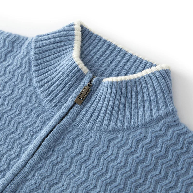 Pull En Maille Avec Col Demi-Zip Et Détails Côtelés En Zigzag Pour Homme | Idéal Pour La Superposition Quotidienne