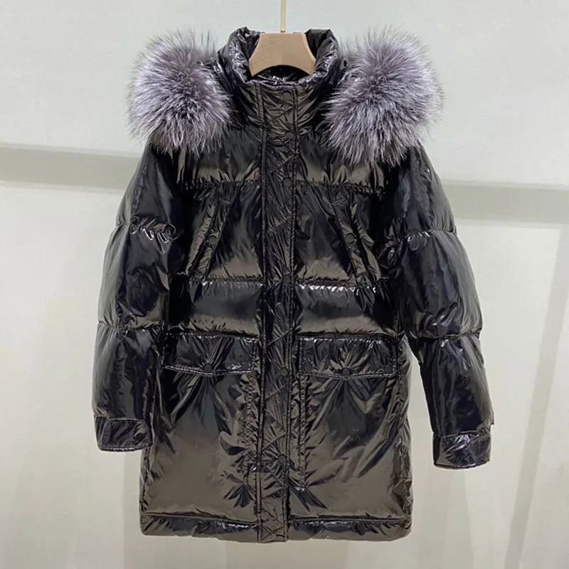 Parka à Capuche Métallisée pour Femme | Idéale pour les Journées Froides