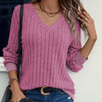 Sweatshirt À Col En V Pour Femme À Manches Longues | Idéal Pour Saison Froide