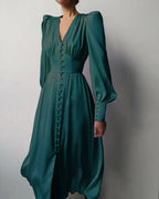 Robe Coupe A à Manches Lanterne avec Fermeture Zippée pour Femme | Idéale pour les Événements de Jour et de Soirée