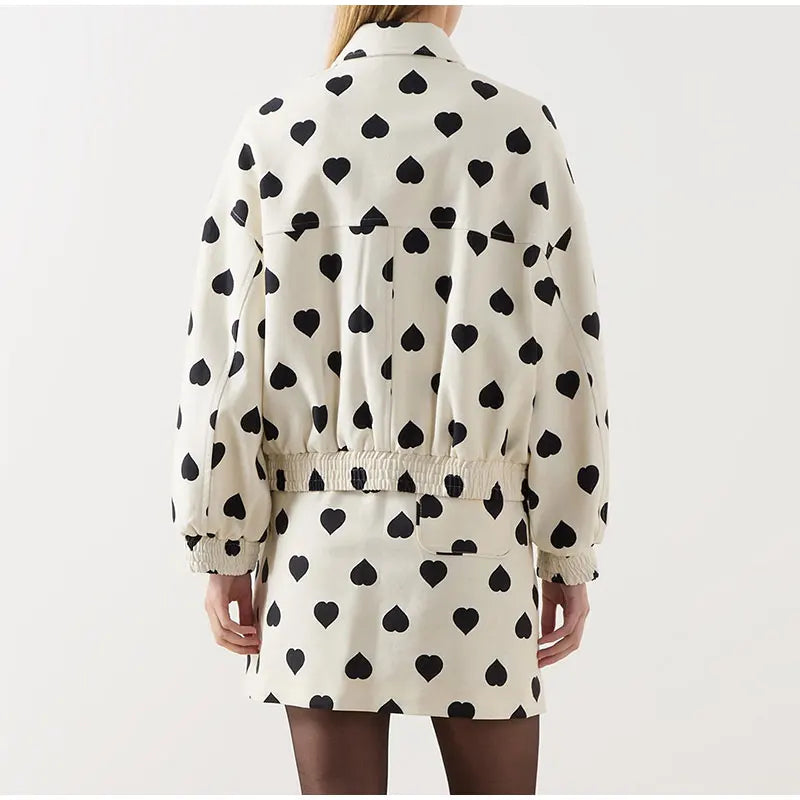 Veste Coupe Décontractée à Motif Cœur pour Femme | Idéal pour les Tenues Quotidiennes et les Sorties