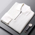 Pull En Maille À Rayures Avec Demi-Zip Et Coupe Ajustée Pour Homme | Idéal Pour Le Quotidien