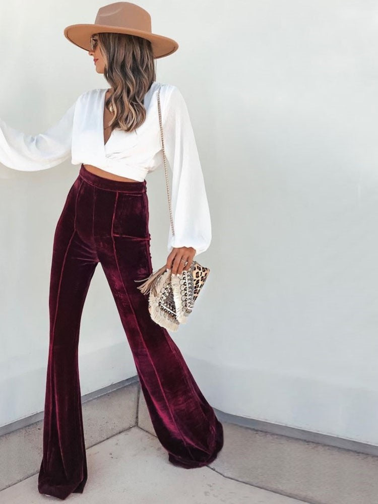 Pantalon Taille Haute Évasé pour Femme | Idéal pour Toutes les Saisons