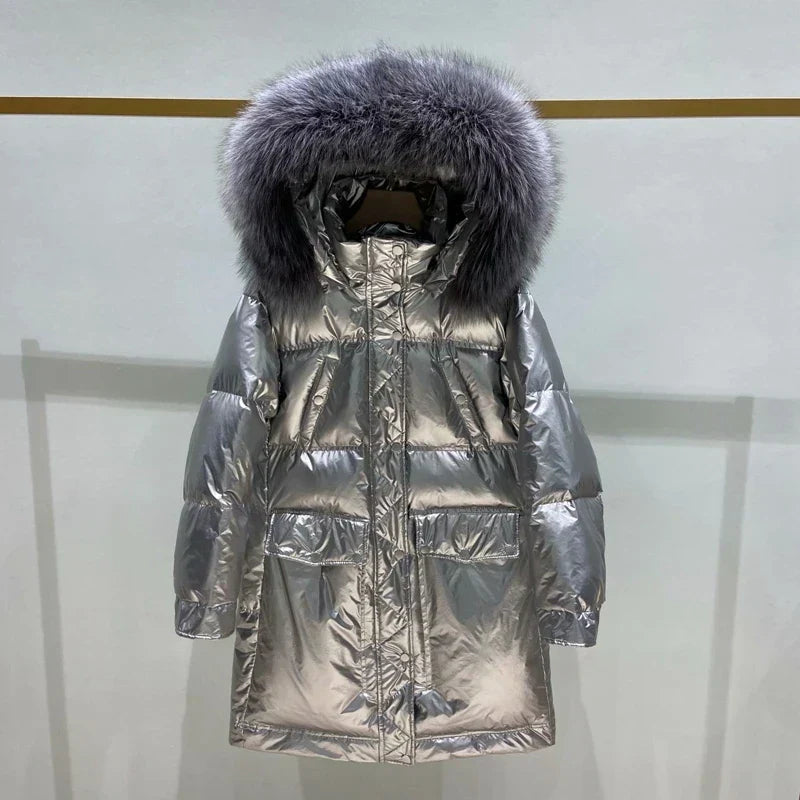 Parka à Capuche Métallisée pour Femme | Idéale pour les Journées Froides