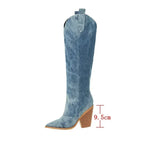 Bottes Cowboy Overknee À Bout Pointu Avec Talon Fin Pour Femmes | Pour Différentes Occasions