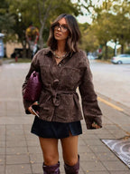 Veste Ceinturée à Imprimé Animal pour Femme | Idéal pour la Mi-Saison et les Sorties Quotidiennes