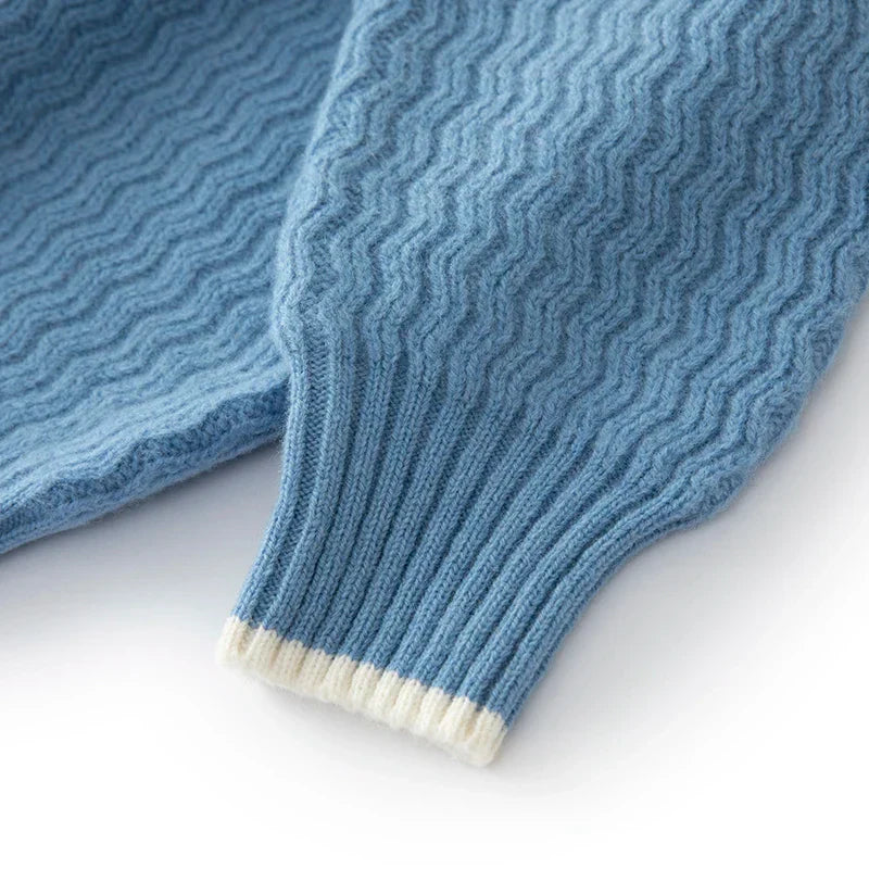 Pull En Maille Avec Col Demi-Zip Et Détails Côtelés En Zigzag Pour Homme | Idéal Pour La Superposition Quotidienne