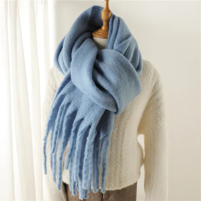 Écharpe D’Hiver Colorée pour Femme Avec Finition À Franges | Idéale pour La Saison Froide