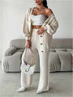 Ensemble Tricoté avec Col en V et Coupe Coordonnée pour Femme | Idéal pour Usage Quotidien