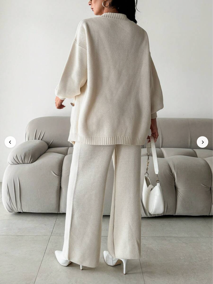 Ensemble Tricoté avec Col en V et Coupe Coordonnée pour Femme | Idéal pour Usage Quotidien