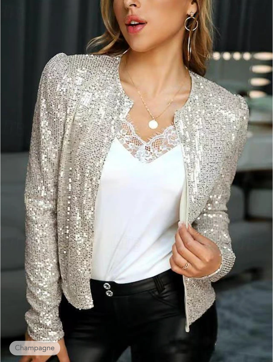Veste À Sequins Avec Coupe Ouverte Pour Femme | Idéale Pour Les Soirées Et Les Occasions Spéciales