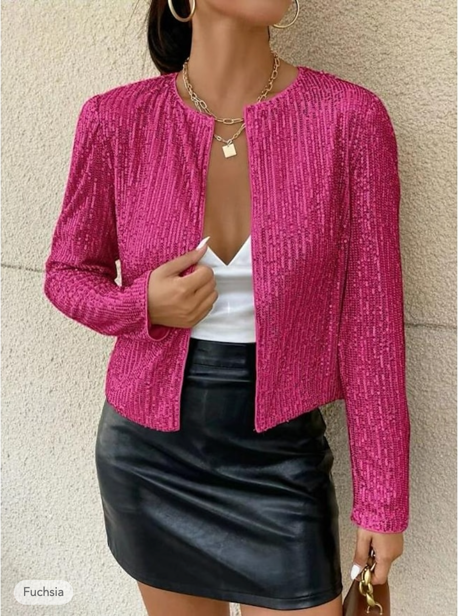 Veste À Sequins Avec Coupe Ouverte Pour Femme | Idéale Pour Les Soirées Et Les Occasions Spéciales
