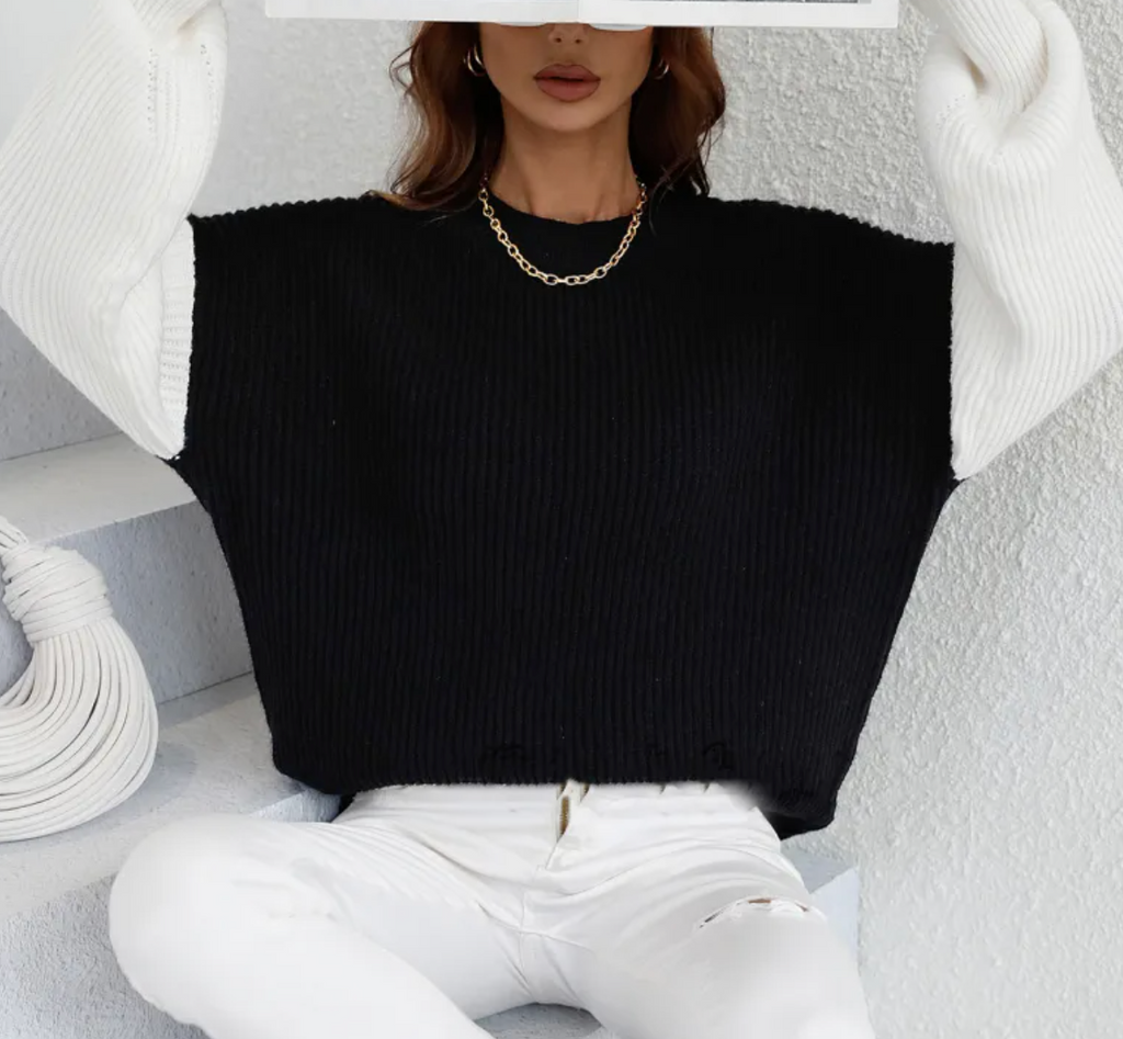 Pull À Manches Contrastantes Avec Coupe Légèrement Oversize Pour Femme | Idéal Pour Un Usage Quotidien