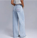Jean Baggy avec Détail Nœud pour Femme | Idéal pour une Tenue Décontractée