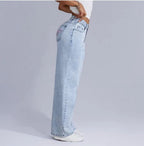 Jean Baggy avec Détail Nœud pour Femme | Idéal pour une Tenue Décontractée