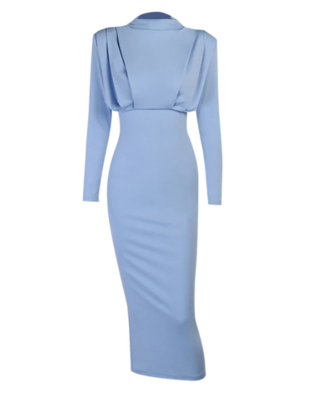 Robe Longue à Manches Longues avec Taille Définie pour Femme | Idéale pour les Occasions Formelles et les Soirées
