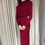 Robe Longue à Manches Longues avec Taille Définie pour Femme | Idéale pour les Occasions Formelles et les Soirées