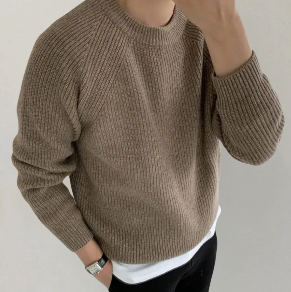 Pull Tricoté à Col Rond à Coupe Régulière pour Homme | Idéal pour l’Automne et l’Hiver