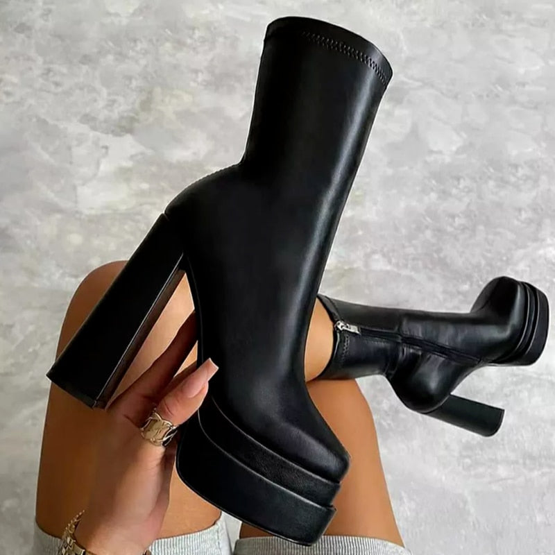 Bottines à Plateforme avec Talon Haut pour Femmes | Idéal pour Usage Quotidien