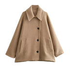 Manteau d’Hiver Oversize avec Grandes Boutons pour Femme | Idéal pour Temps Froid