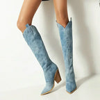 Bottes Cowboy Overknee À Bout Pointu Avec Talon Fin Pour Femmes | Pour Différentes Occasions