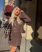 Ensemble Coordonné en Maille avec Cardigan et Jupe pour Femme | Idéal pour Usage Quotidien