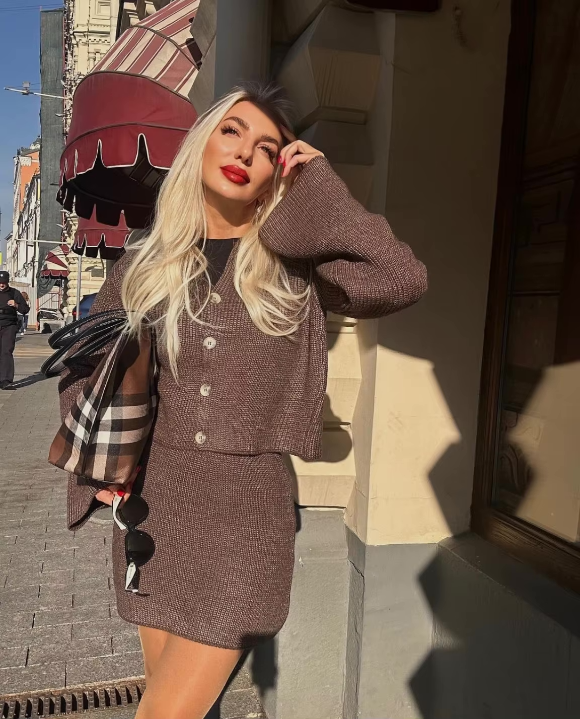 Ensemble Coordonné en Maille avec Cardigan et Jupe pour Femme | Idéal pour Usage Quotidien