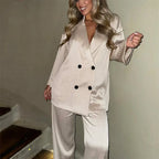 Ensemble Blazer Et Pantalon Avec Effet Crinkle Pour Femme | Idéal Pour Occasions Formelles