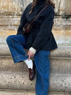 Manteau Court à Boutonnage Simple avec Ceinture pour Femme | Idéal pour l’Automne et l’Hiver
